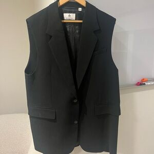 Babaton Long Black Blazer Vest